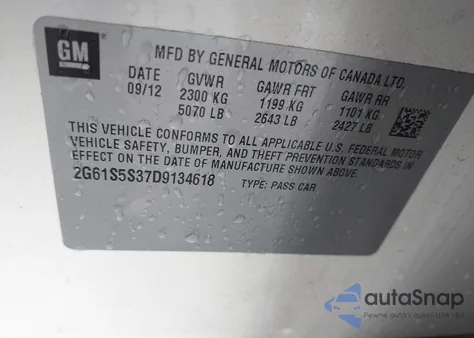 2013 Cadillac Xts Premium z USA, uszkodzony, nr VIN 2G61S5S37D9134618